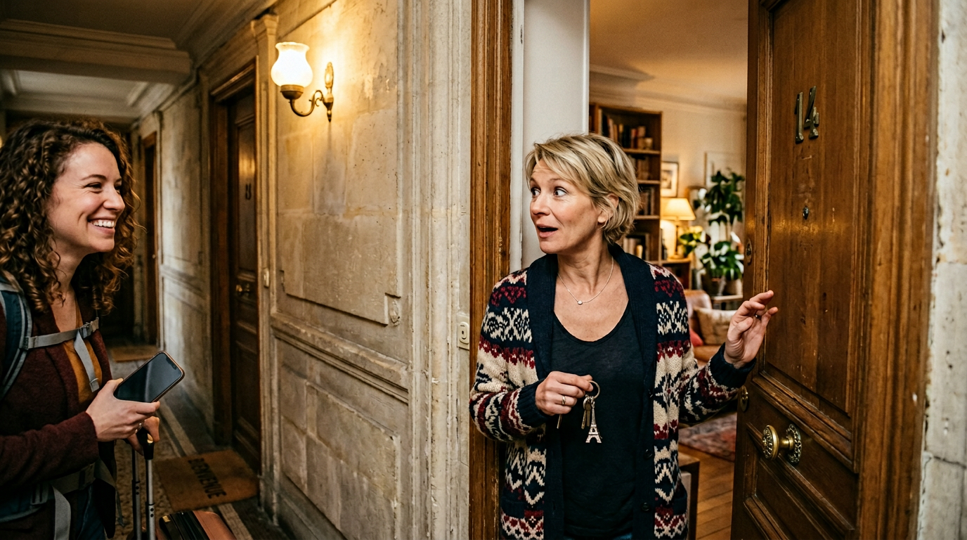 Sylvie ouvre sa porte à une touriste