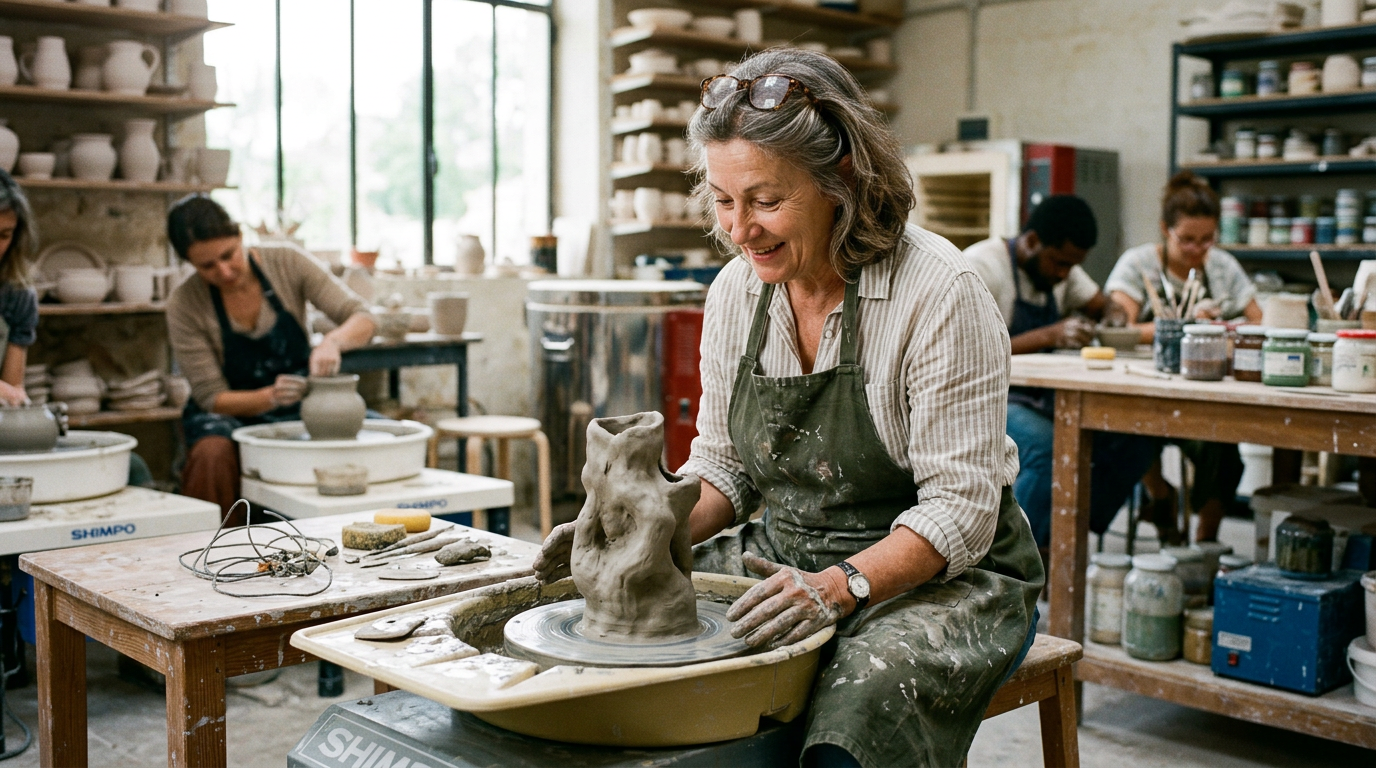 Hélène au cours de poterie